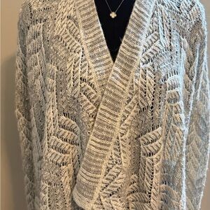 Light Gray Open Knit Women's Sweater Cardigan